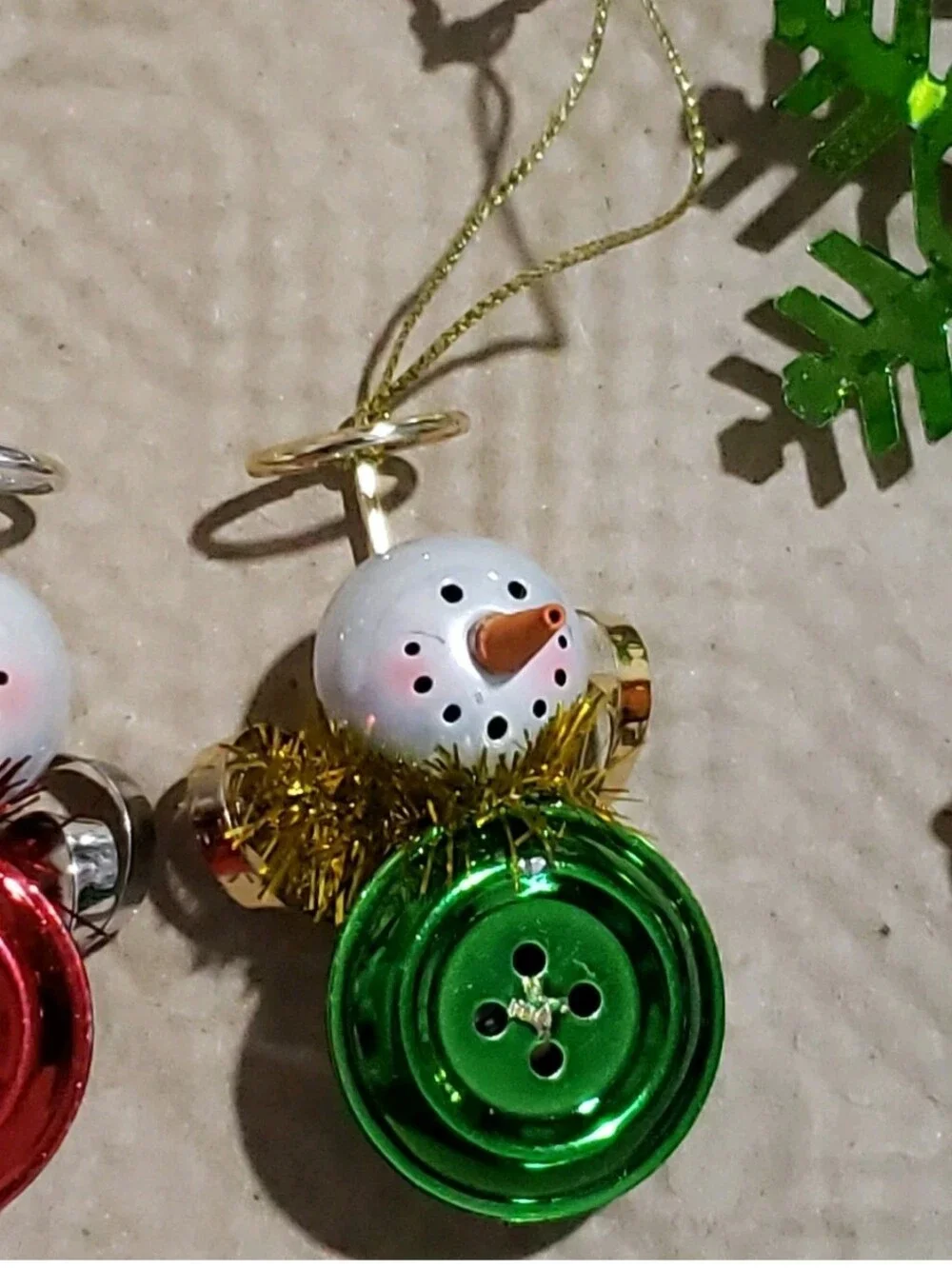 Christmas Ornaments Snowman Angel Snowflake Bells Set Of 3 Metal